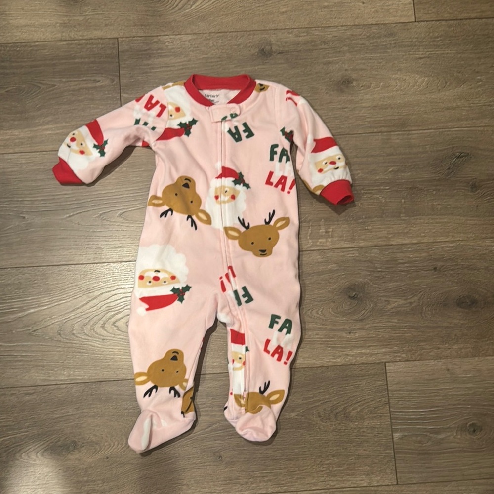 ***6 for $20***Kids Pink Reindeer and Santa One Piece
